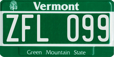 VT license plate ZFL099
