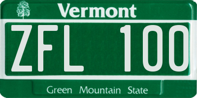 VT license plate ZFL100