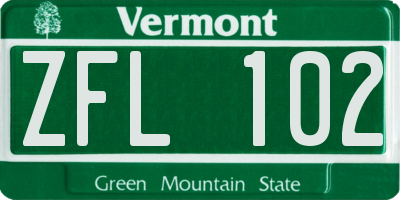 VT license plate ZFL102