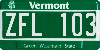 VT license plate ZFL103