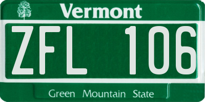 VT license plate ZFL106