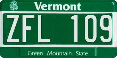 VT license plate ZFL109