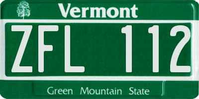 VT license plate ZFL112