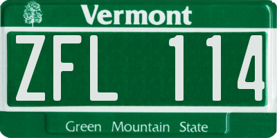 VT license plate ZFL114