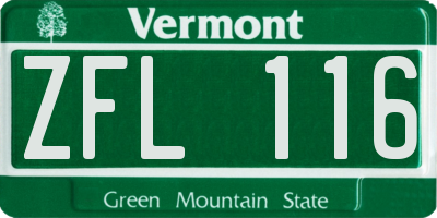 VT license plate ZFL116