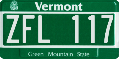 VT license plate ZFL117