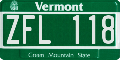 VT license plate ZFL118