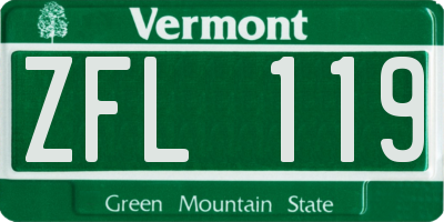 VT license plate ZFL119