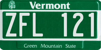 VT license plate ZFL121