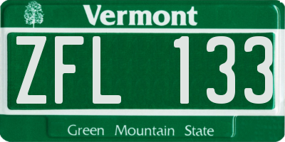 VT license plate ZFL133