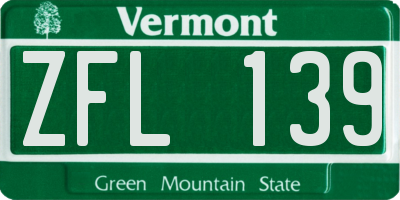 VT license plate ZFL139