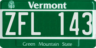 VT license plate ZFL143