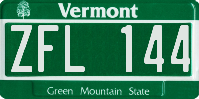 VT license plate ZFL144