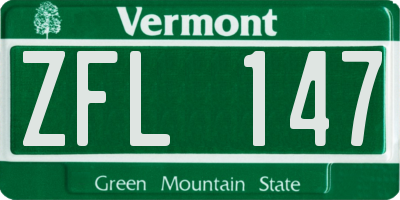 VT license plate ZFL147