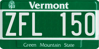 VT license plate ZFL150