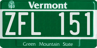 VT license plate ZFL151