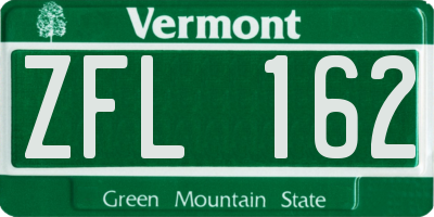 VT license plate ZFL162
