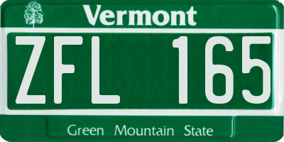 VT license plate ZFL165
