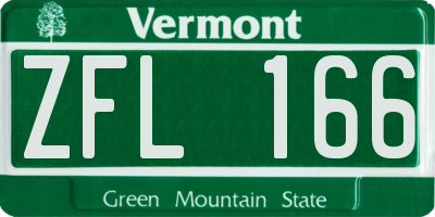 VT license plate ZFL166