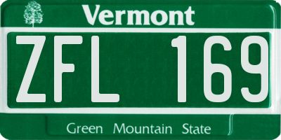 VT license plate ZFL169