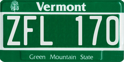VT license plate ZFL170