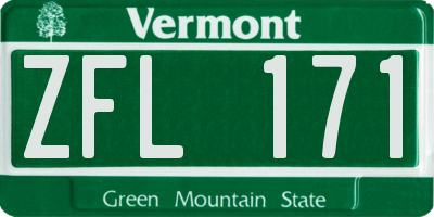 VT license plate ZFL171