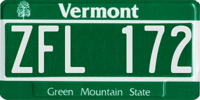 VT license plate ZFL172