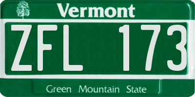 VT license plate ZFL173