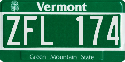 VT license plate ZFL174