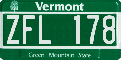 VT license plate ZFL178