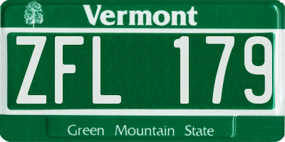 VT license plate ZFL179