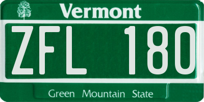 VT license plate ZFL180