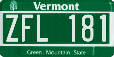 VT license plate ZFL181
