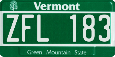 VT license plate ZFL183
