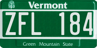 VT license plate ZFL184