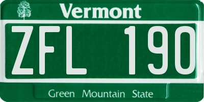 VT license plate ZFL190