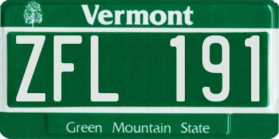 VT license plate ZFL191