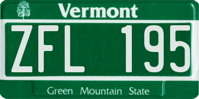 VT license plate ZFL195