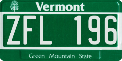 VT license plate ZFL196