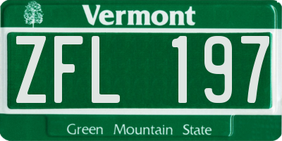 VT license plate ZFL197