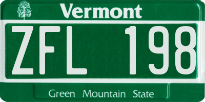 VT license plate ZFL198