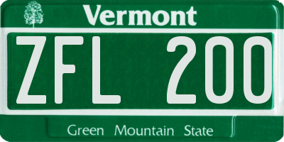 VT license plate ZFL200