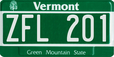 VT license plate ZFL201
