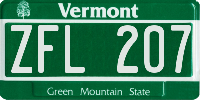 VT license plate ZFL207