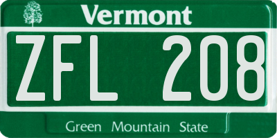 VT license plate ZFL208