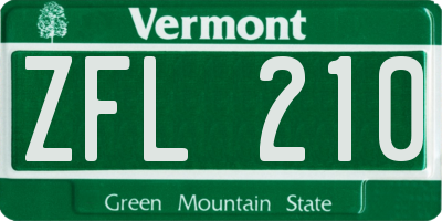 VT license plate ZFL210