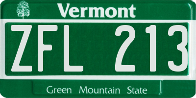VT license plate ZFL213