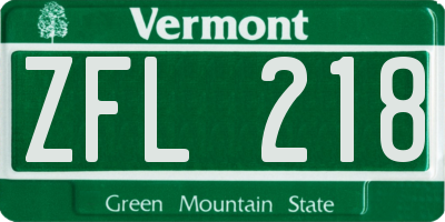 VT license plate ZFL218