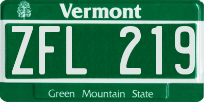 VT license plate ZFL219