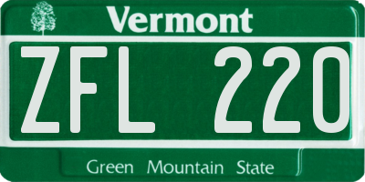 VT license plate ZFL220